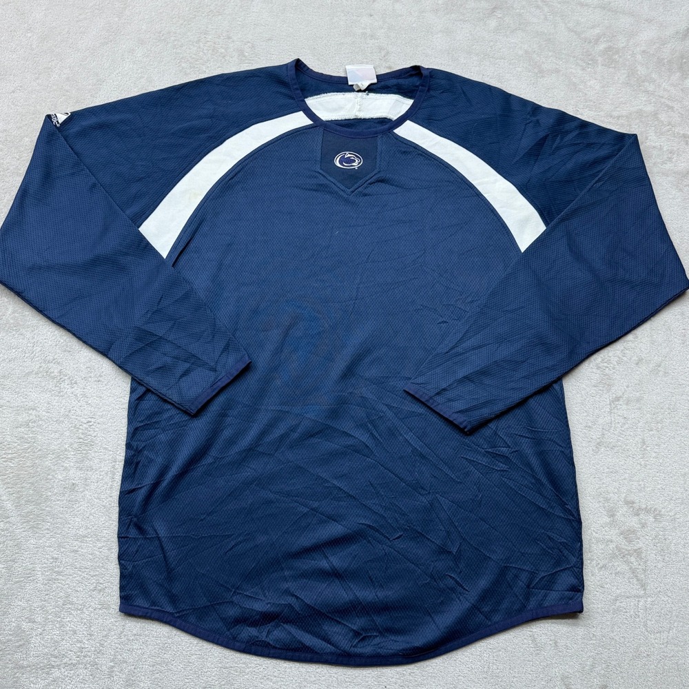 VTG Majestic Penn State Long Sleeve Shirt Men Large Navy Blue Nittany Lions NCAA